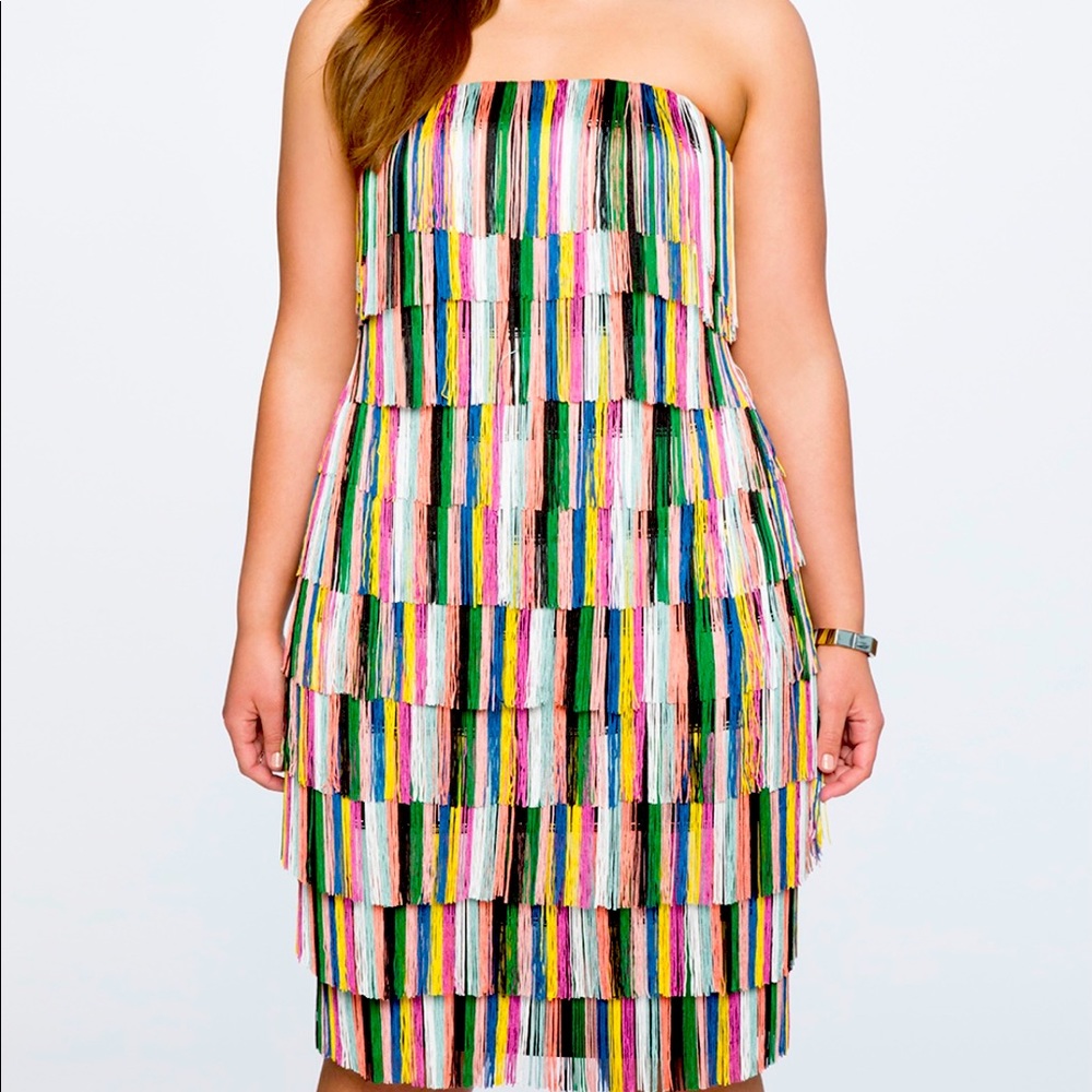 ELOQUII Fringe Strapless Dress size 14